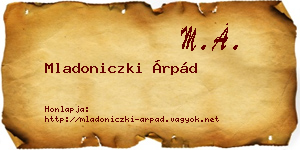 Mladoniczki Árpád névjegykártya